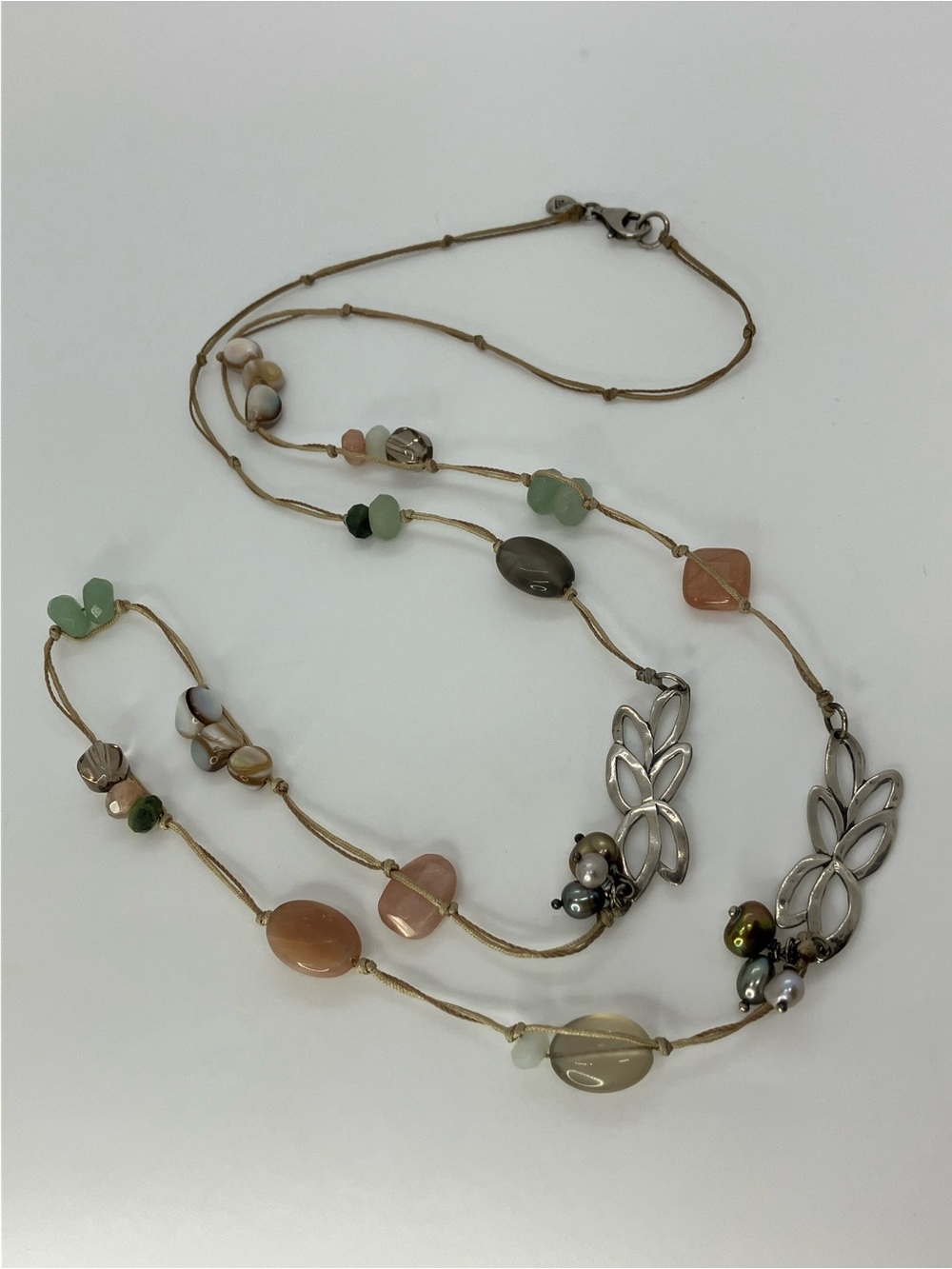 Silpada N2329 Sterling Silver Mixed Gemstone Leaf Long Necklace